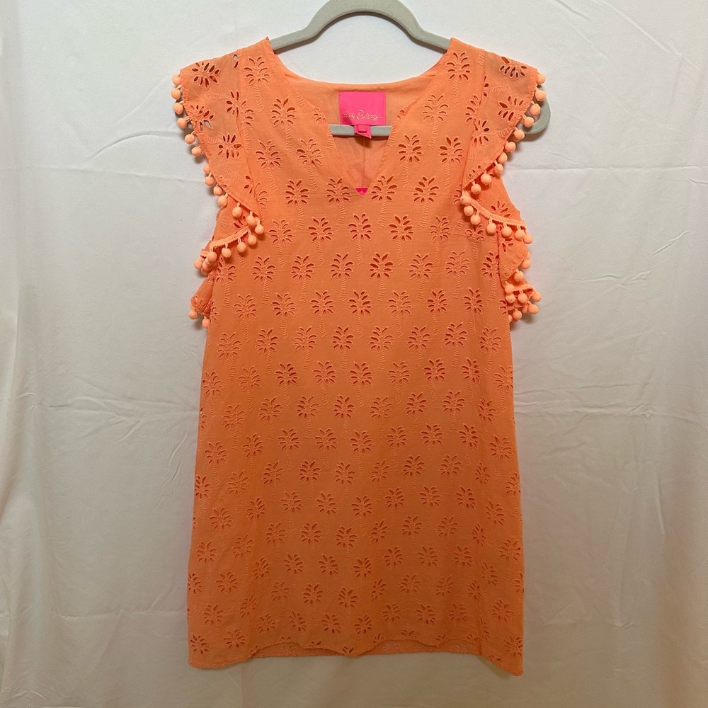 Lilly Pulitzer Palm Tree Eyelet Mini Dress - Peach
